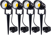 SUNVIE 12W Spot Lights Outdoor LED Landscape Lighting 120V AC Spotlights for Yard Waterproof Landscape Lights with Spiked Stake for Tree Garden Pathway Warm White Flag Lights with US 3-Plug In(4 Pack) Lee Lighting