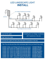 SUNVIE 12W Low Voltage LED Landscape Lights with Connectors, Outdoor 12V Super Warm White (900LM) Waterproof Garden Pathway Lights Wall Tree Flag Spotlights with Spike Stand (12 Pack with Connector) Lee Lighting