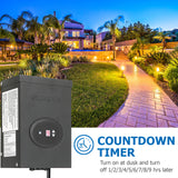 SUNVIE 300W Low Voltage Transformer for Landscape Lighting with Timer and Photocell Sensor Waterproof Power Supply for Landscape Lights Path Lights Outdoor Spotlight 120V AC to 12V /14V AC(ETL Listed) LVT-TDC-300AC Lee Lighting