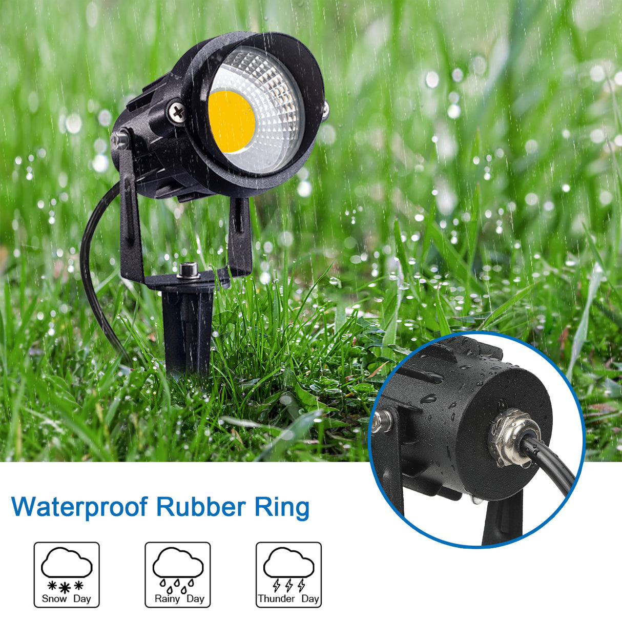 SUNVIE 12W Spot Lights Outdoor LED Landscape Lighting 120V AC Spotlights for Yard Waterproof Landscape Lights with Spiked Stake for Tree Garden Pathway Warm White Flag Lights with US 3-Plug In(4 Pack) Lee Lighting