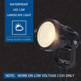 SUNVIE 12W LED Landscape Lighting Low Voltage (AC/DC 12V) Waterproof Garden Pathway Lights Super Warm White (900LM) Walls Trees Flags Outdoor Spotlights with Spike Stand (2 Pack) Lee Lighting