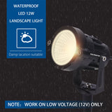 SUNVIE 12W LED Landscape Lights Low Voltage Garden Pathway Lights Super Warm White 12V Waterproof Outdoor Spotlights for Driveway Walkway Yard Patio Porch Trees with Spike Stand (10 Pack) Lee Lighting
