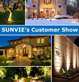 SUNVIE 15W Landscape Lighting LED Spotlight Outdoor 120V AC Waterproof Landscape Lights Spot Lights for Yard with Spiked Stake Warm White Flag Lights Garden Decorative Lamp with US 3-Plug in (2 Pack) Lee Lighting