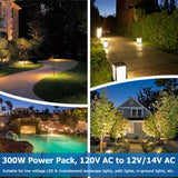 SUNVIE 300W Low Voltage Transformer for Landscape Lighting with Timer and Photocell Sensor Waterproof Power Supply for Landscape Lights Path Lights Outdoor Spotlight 120V AC to 12V /14V AC(ETL Listed) LVT-TDC-300AC Lee Lighting